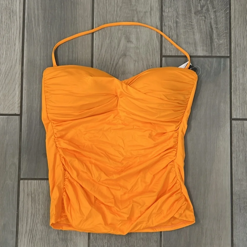LA BLANCA Women's Green Tie Island Goddess Bandeau Tankini Swimsuit TOP ONLY